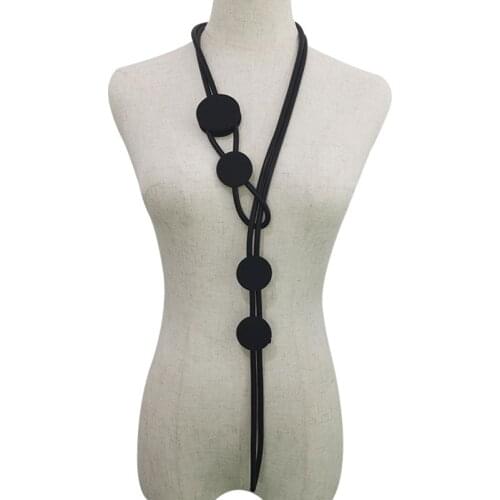 YD&YDBZ Handmade Round Matching Soft Leather Long Necklace For Women Punk Style Clothes Accessories Night Party Bar Decoration