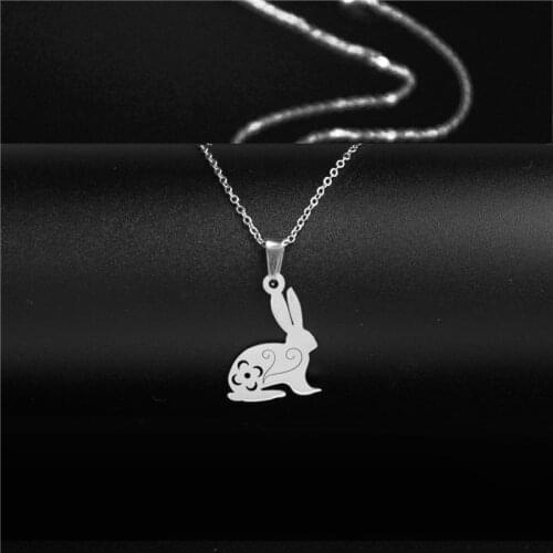 Yungqi Stainless Steel Easter Bunny Pendants Necklaces For Women Charm Rabbit Necklace Fashion Statement Chain Jewelry Collar