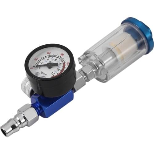 1/4 Scratch Air Pressure Regulator Gauge Spray Tool & In-Line Water Trap Filter Oil-Water Separator Pneumatic Tool