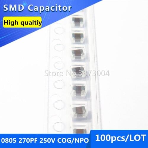 100pcs SMD Thick Film Chip Multilayer Ceramic Capacitor 0805 270PF 250V COG/NPO 5