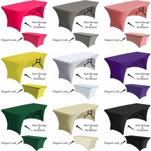 19 Colors One Side Arch Open Rectangle Spandex Table Cover Cloth Stretch Tablecloth For Wedding Event Decoration