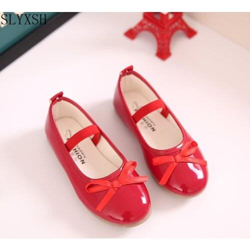 2018 Fashion Girls Casual Shoes Bowtie PU Leather Shoes for Girls Princess Ballet Flats Shoes for Party Wedding Girls Shoes