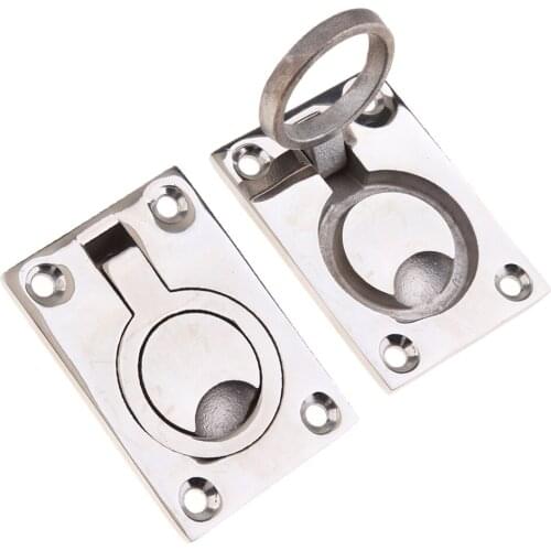 2x 316 Stainless Steel Boat Flush Pull Ring Locker Hatch Latch Lift Handle 63mm x 44mm
