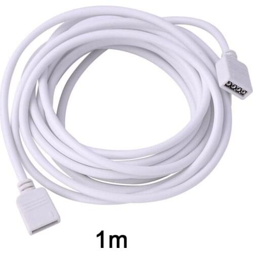 4PIN 1M Extension Cable Female Connector Adapter Cable Plug for SMD 3528 / 5050 RGB LED Strip Lights White Plastic
