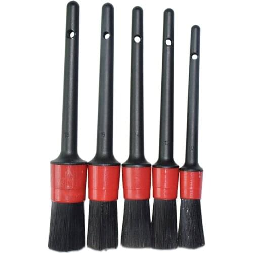 5Pcs Natural Boar Hair Detail Brush Car Cleaning Detailing Set Automotive Detailing For Car Cleaning Dirt Dust Clean Brush