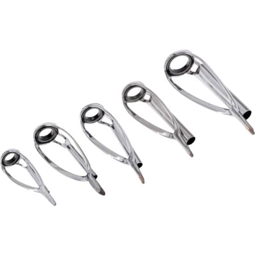 5pcs Fishing Rod Rings 5 Sizes Stainless Steel Rod Guide SIC Ring Tips Tops