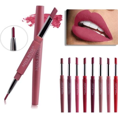8 Color Double-end Lip Makeup Lipstick Pencil Waterproof Long Lasting Tint Sexy Red Lip Stick Beauty Matte Liner Pen Lipstick