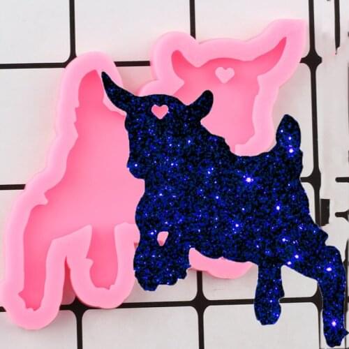 Shiny Glossy Goat Silicone Mold Sheep Epoxy Resin Craft Keychain Mould DIY Handmade Charms Moulds Polymer Pendant Clay Molds