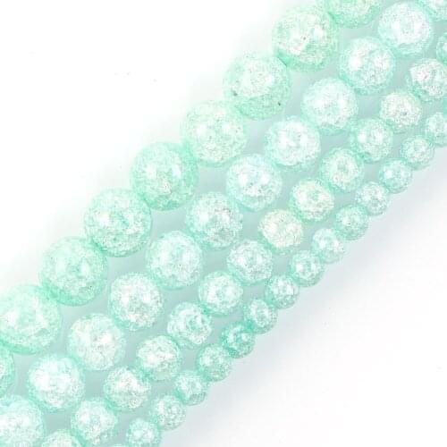 15"Strand Light Blue Round Cracked Crystal Stone Beads Loose Spacer Beads For Jewelry Making Bracelet Neck 6-12mm