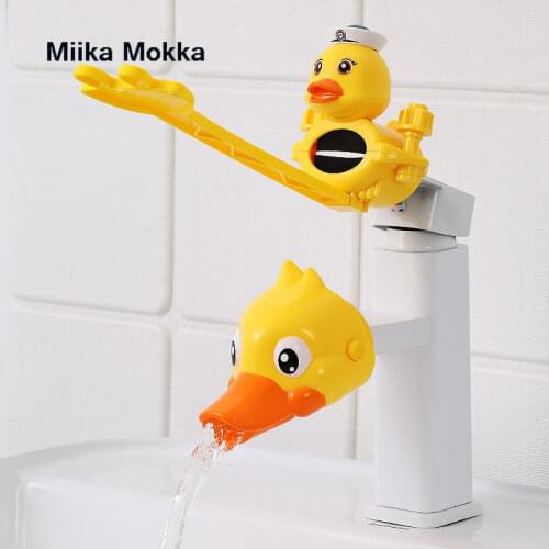 Children Bathroom Duck Shape Faucet Extender Water-saving Cartoon Kids Baby Wash-hand Faucet extension Bathroom Accessories