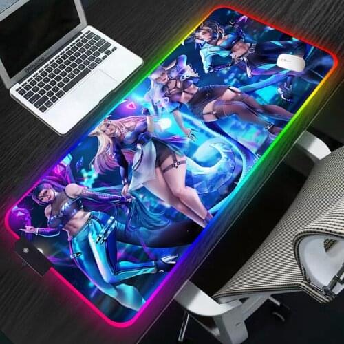 RGB LOL KDA Gaming Mouse Pad Mousepad Large XL Keyboard Mouse Mat for Laptop LED Lighting Play Mat Anti slip Carpet Desk pad