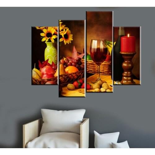 Large Red Wine and flower Wall art for living room canvas print painting Wall Picture For bedroom Decorative Pictures Home Decor