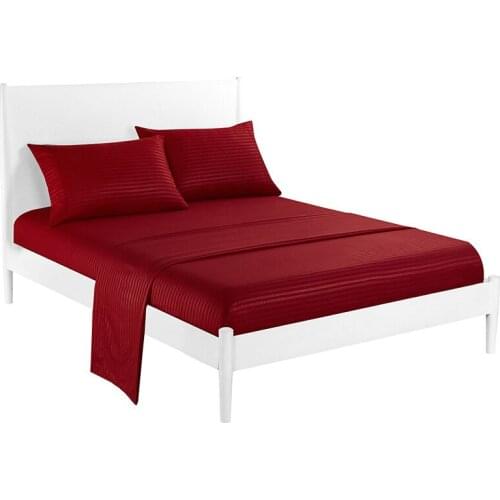 Bed Sheet Sets Satin Stripe Fitted Sheet High-End Solid Color Mattress Cover Bed Cover Set King Size Queen Bed Sheets