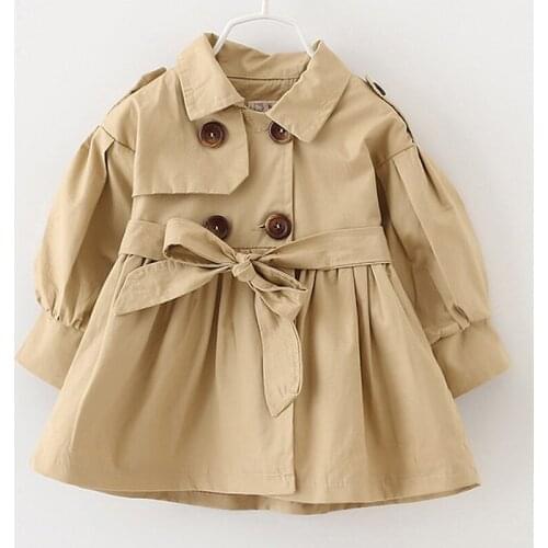 Baby Girls Jacket Casaco Infant Girls Coat 2020 Spring Baby Jas Trench Double Breast Windbreaker for Girl Kids Jacket For 1-4 Y
