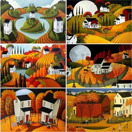 MomoArt Diamond Painting Mountain Cross Stitch Diamond Mosaic House New Arrival Embroidery Scenery Rhinestones Handmade Hobby