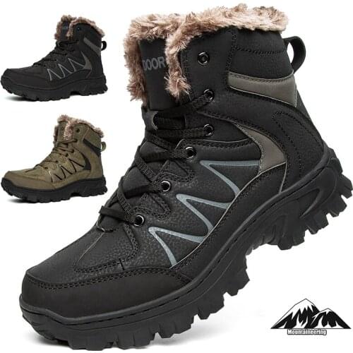 The New Large Size 48 Hiking Boots Men Autumn And Winter Outdoor Warm Fur Anti-Skid Waterproof Outdoor Work Ankle Boots Autumn