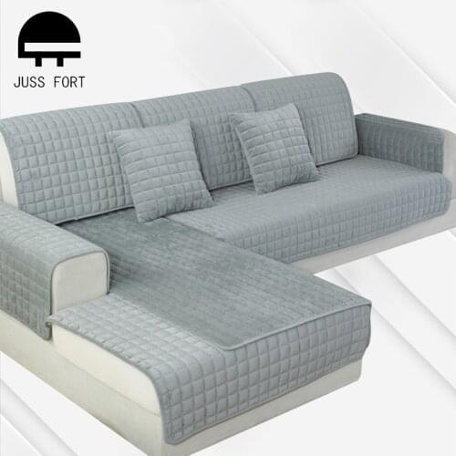 Thicken Plush Sofa Cushion Towel Solid Color Slip Resistant Furniture Slipcovers for Living Room Decor Couch Protective Covers