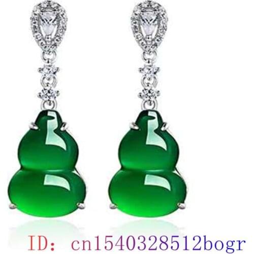 Jade Water droplet Ear studs Jewelry Women 925 Silver Fashion Gifts Natural Green Amulet Earring Chalcedony