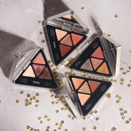 Novo 4 Colors Triangle Butter Eyeshadow Palettte Shimmer Matte Nude Pigmented Eye Shadow Makeup Glitter Waterproof Lasting Eyes