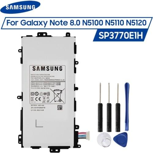 Original Samsung Battery SP3770E1H For Samsung GALAXY Note 8.0 N5100 N5110 N5120 Genuine Replacement Tablet Battery 4600mAh