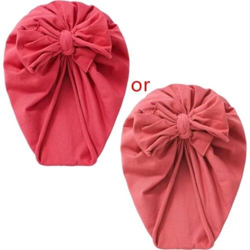 Cotton Blend Hair Bow Knot Kids Baby Infant Turban Hat Big Ear Knot Toddler Beanie Headwraps Birthday Gift Photo
