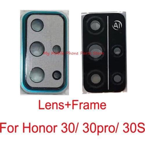 Camera Glass Lens With Frame Holder For Huawei Honor 30 Pro 30s 30pro Camera Lens Glass + Frame Holder Parts For Honor 30s