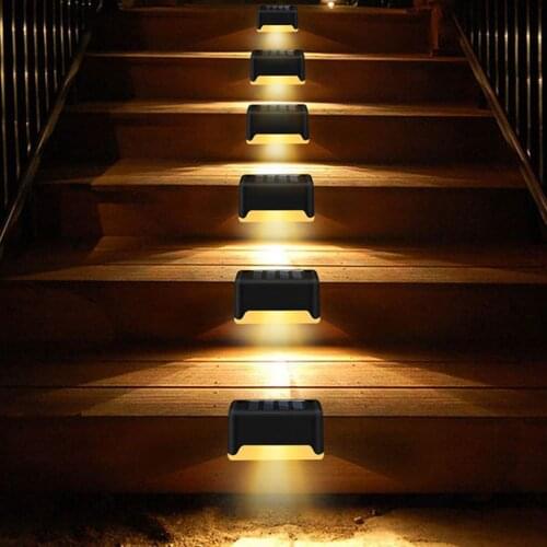 Solar Stairs Step LED Light Night Garden Yard Luz Jardin Outdoor Exterior Guirlande Lumineuse Pathway Fence Deck Wall Lamp Luces
