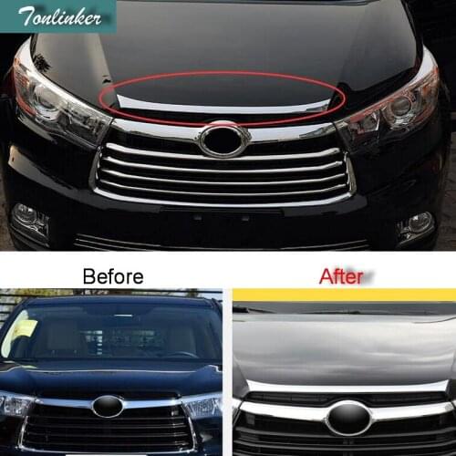Tonlinker 1 PCS DIY Car styling ABS chrome Machine bonnet bright stickers case Stickers for TOYOTA HIGHLANDER 2015 accessories