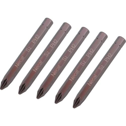 Uxcell 5pcs Phillips Bits 5/16 inch 8mm Hex Shank 80mm Length Cross PH2 Magnetic Screw Driver S2 Screwdriver Bit