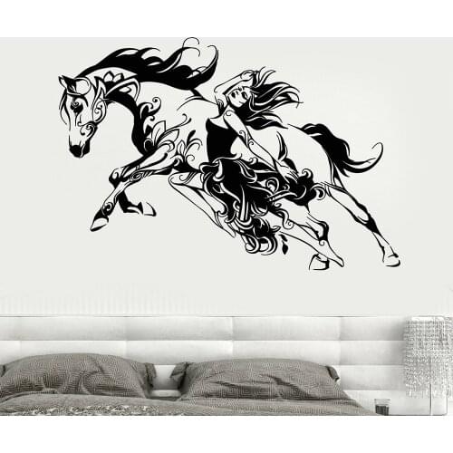 Galloping horse Vinyl Wall Decal Abstract Beautiful Horse Window Sticker Girl Pet Animal Art Mural Home Bedroom Decor M84
