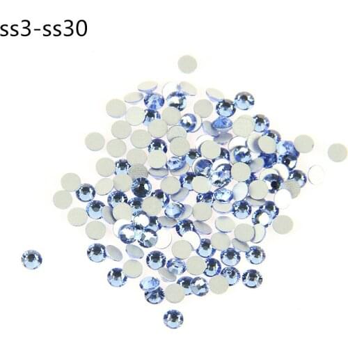 High Quality Crystal Lt Sapphire Glass Rhinestones Flatback Round Nail Strass Nail Rhinestones Jewelry Craft Dress Decoration
