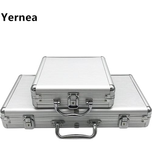 Yernea High Quality Portable 100/300 Suitcase Poker Chips Box Non-slip Mat Aluminum Suitcase Texas Playing Card Chips Box