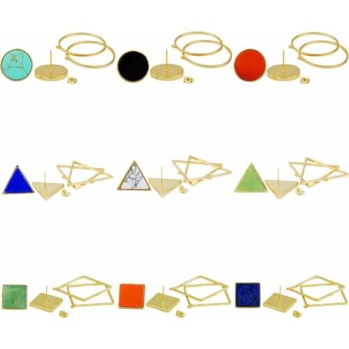 TUMBEELLUWA Gem stone Stud Earrings for Women,Geometric Shapes,One Earring for 2 Way Wear