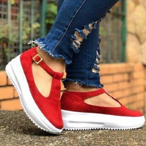 2021 Women Shoes Summer Pumps Chunky Mid Heels Plus Size Breathable Mesh Sneaker Wedges Shoes Female Mujer Sapato Feminino
