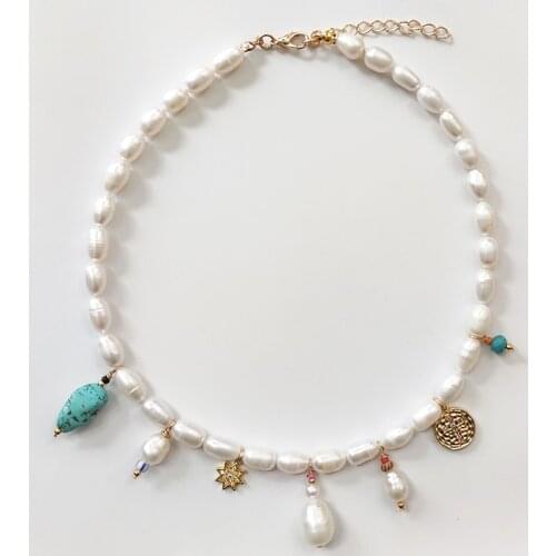 Creative design freshwater pearl necklace Bohemian small pendant accessories women statement jewelry best female gift 2020 new