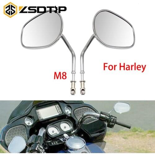 ZSDTRP Chrome Motorcycle Rear View Side Mirrors For Harley Touring Road King Fat boy SPORTSTER XL 883 1200 Dyna Softail M8