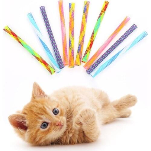 1/3pcs 13CM Nylon Cat Stick Funny Toy Telescopic Rod Pet Toys Multiple Ways To Play Random Colors Cat Teaser Toy Pet Supplies