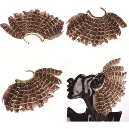 1 pcs Unique Vintage Punk Women Men (Left) Unisex Big Feather Ear Cuff Non Piercing Clip On Earrings For Left Ear