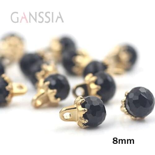 10pcs/lot Size:8mm Beautiful Black imitation crystal round buttons, Sewing buttons for shirt buttons (SS-98-1)