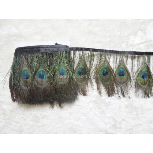 10Yards/lot Natural Iridescent Peacock Feather Fringe-For DIY Art Crafts, Carnival,Cosplay, Costume, Millinery & Fashion