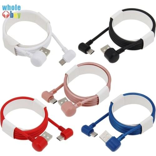 100pcs USB Type C Cable 90 Degree Elbow Colorful Round 1M 2M 3M Fast Charging Data Cable for Samsung S8 S9 Oneplus Huawei USB C