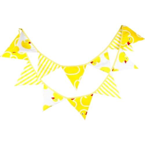 2017 New Arrival 12 Flags 3.2M Yellow Duck Fabric Banners Bunting Decor Birthday Party Baby Shower Decoration Room Garland