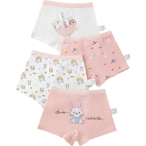 2 Pcs Lot 2 To 12 Years Kids Cotton Shorts Childrens Underwear Girls' Boxers Cartoon Rabbit Panties 01008