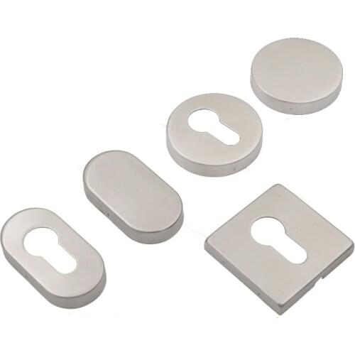 2Pcs Nickel Brush Lock Cylinder Cover Split Lock Hole Cover Stainless Steel Decorative Door Non-Hole Lockcase Oval Keyhole Cover