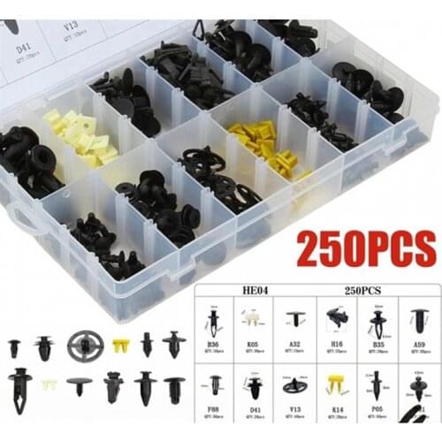 For Nissan 250pcs per set Car Trim Bumper Rivets Push Pin Fastener Clips Storage Box Kit