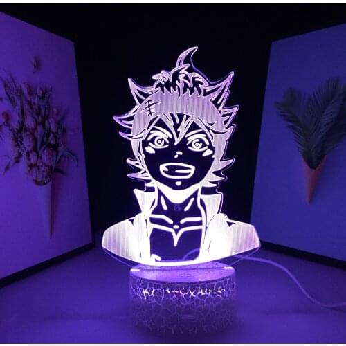 3D Lamp Anime Figure Animation Peripherals Acrylic Light Guide PlateVisual Illusion White Cracked Base Touch Switch USB Charging