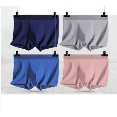 4PCS/Lot men Underwear Seamless Men Boxers Luxury Silk Boxers Boxer Spandex 3D Crotch Boxer Nylon Shorts