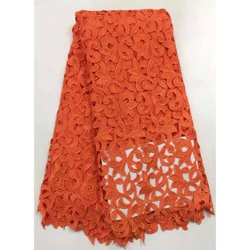 Quality guarantee 5 yards per lots different colours available fashionable water soluble guipure cord lace fabric orange color