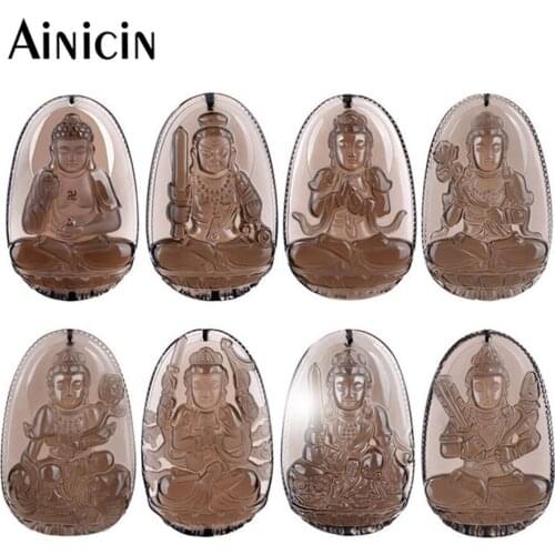 8pcs Transparency Obsidian Fine Carved Guardian Angel Pendants 28x38mm Fashion Lucky Buddha Jewelry For Men and Women