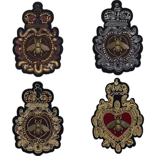 New Fashion Metal Bee Embroideried Sequin Love Heart Patches Applique Clothes Jacket Badges for Clothes